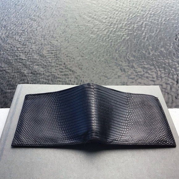 Neiman Marcus Slim Signature Lizard Wallet Made in USA Black - Picture 8 of 15